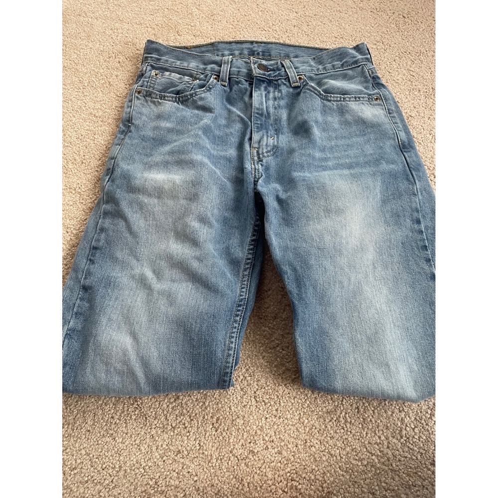 Levis 505 Regular Fit Straight Leg Jeans Light Wash Denim W30 L32 WaterLess